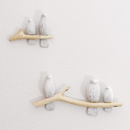Crane Baby Woodland Nursery Décor, 2 Piece Wooden Wall Décor for Boys and Girls, Bird Perch, 17” x 7" and 9” x 6.5"