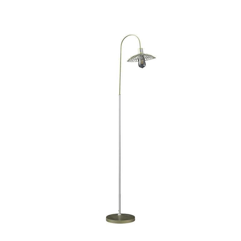 Home Outfitters 64" Gold and Arched Floor Lamp With Metal Cage Shade