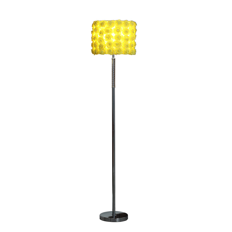 Home Outfitters 63" Steel Traditional Shaped Floor Lamp With Yellow Roses Drum Shade