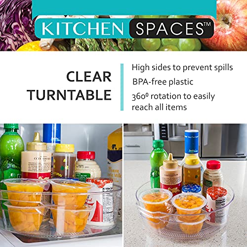 Kitchen Spaces Turntable Food Storage Organizer for Fridge and Pantry, 11.5" x 3.3", Clear