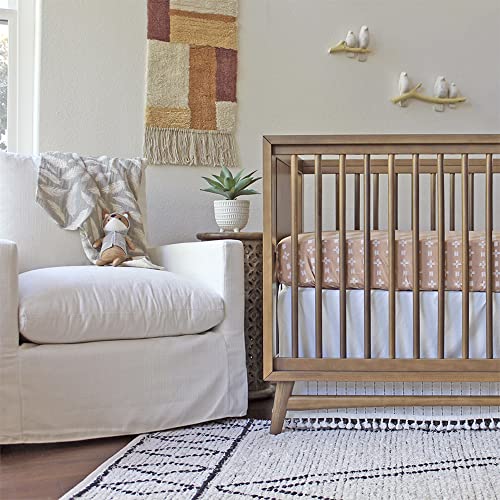 Crane Baby Safari Nursery Décor, Dyed Cotton Wall Hanging for Boys and Girls, Orange and Cream, 14" x 21"