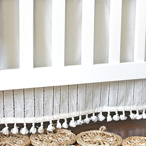 Crane Baby Wrap Around Bed Skirt for Crib, Cotton Crib Skirt for Boy&