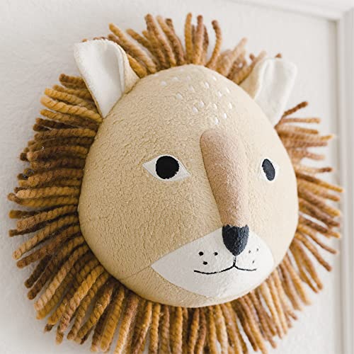 Crane Baby Safari Nursery Décor, Plush Animal Wall Décor for Boys and Girls, Lion, 10" x 9" x 5.5"
