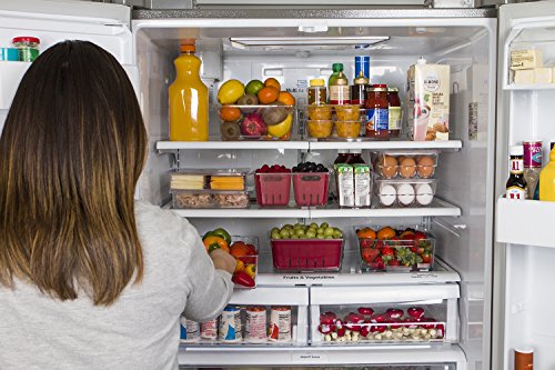 Kitchen Spaces Medium Bin Food Storage Organizer for Fridge and Pantry, 12.3" x 8.3" x3.5", Clear