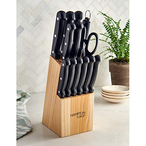 Hampton Forge Cutlery Block Set / Natural Block New (14 Piece)