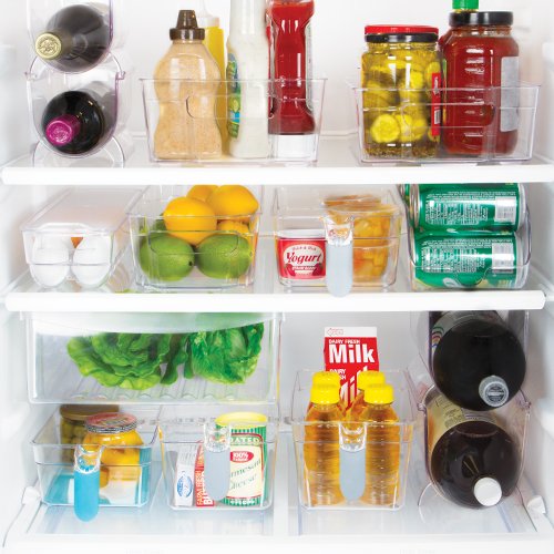 Kitchen Spaces Egg Tray 14pc Stackable Food Storage Organizer for Refrigerator, 14.5" x 3" x 4.5", Clear