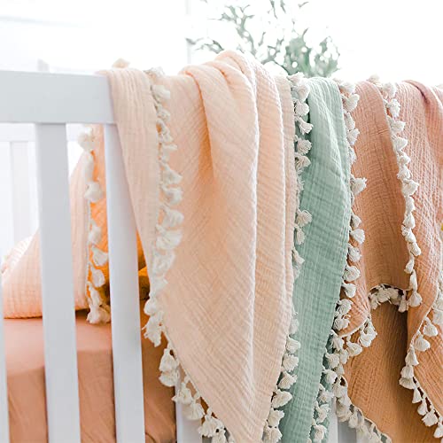 Crane Baby Muslin Swaddle Blanket, Soft Cotton Lightweight Nursery and Stroller Blanket for Baby Boys & Girls, Unisex Colors, 30" x 40"