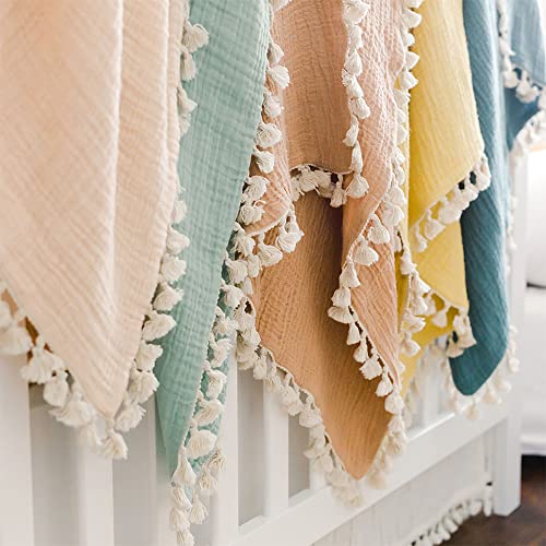 Crane Baby Muslin Swaddle Blanket, Soft Cotton Lightweight Nursery and Stroller Blanket for Baby Boys & Girls, Unisex Colors, 30" x 40"