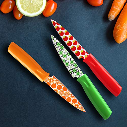 Hampton Forge 3PiecePrintedParingKnives withBladeGuards, Stainless Steel