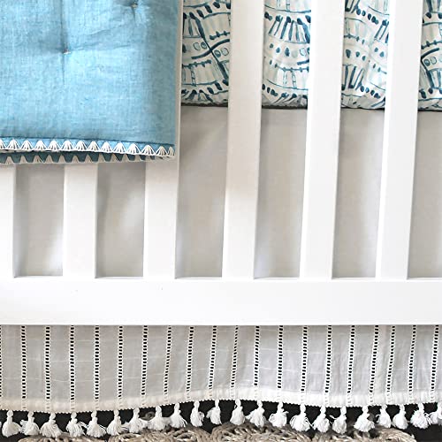 Crane Baby Wrap Around Bed Skirt for Crib, Cotton Crib Skirt for Boy&