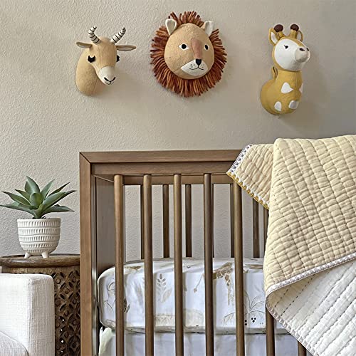 Crane Baby Safari Nursery Décor, Plush Animal Wall Décor for Boys and Girls, Lion, 10" x 9" x 5.5"