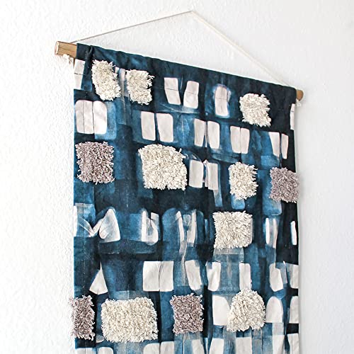 Crane Baby Nautical Nursery Décor, Dyed Cotton Wall Hanging for Boys and Girls, Ocean Blue, 18" x 21"