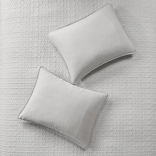 Madison Park Cotton Printed Coverlet Set with Cream and Grey Finish MP13-7719