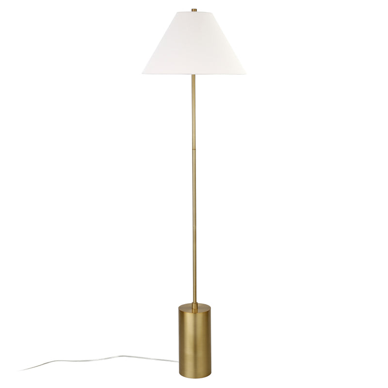 Home Outfitters 64" Brass Traditional Shaped Floor Lamp With White Frosted Glass Empire Shade