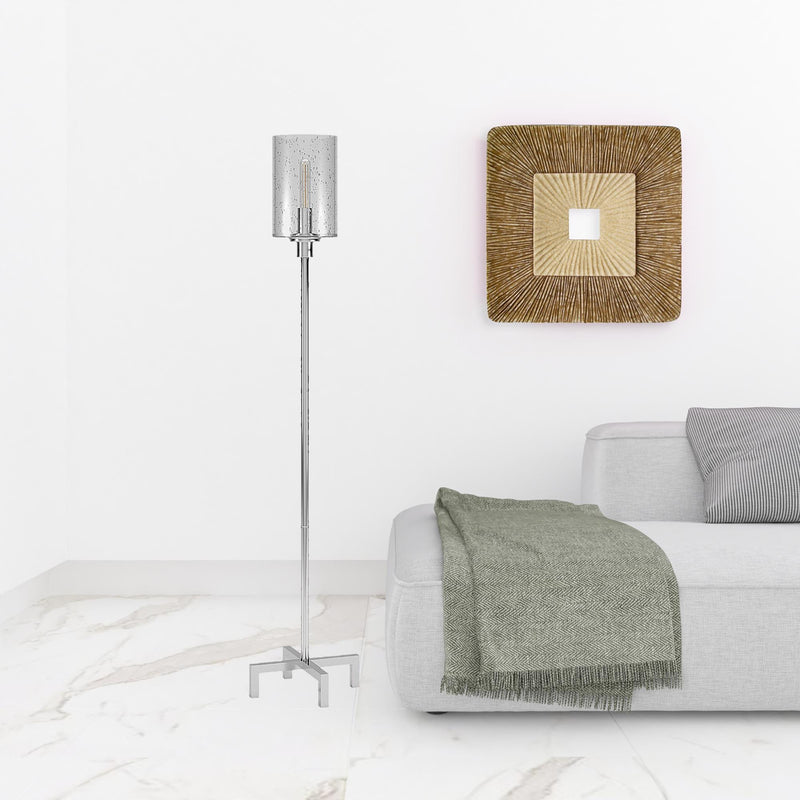 Home Outfitters 66" Nickel Torchiere Floor Lamp With Clear Transparent Glass Drum Shade