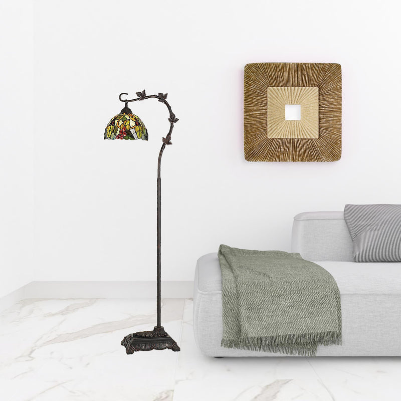 Home Outfitters 61" Bronze Traditional Shaped Floor Lamp With Green Yellow Dome Shade