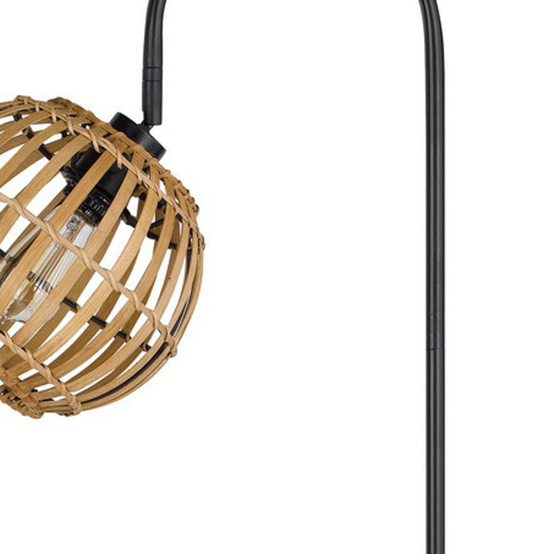Home Outfitters 63" Black Traditional Shaped Floor Lamp With Brown Globe Shade