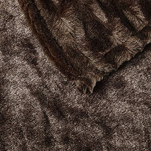 Beautyrest Duke Blanket Luxury Oversize Electric Throw Premium Soft Cozy Brushed Long Faux Fur for Bed, Couch with 3 Heat Setting Controller, Auto Shut-Off Function, Brown, 50 in x 70 in