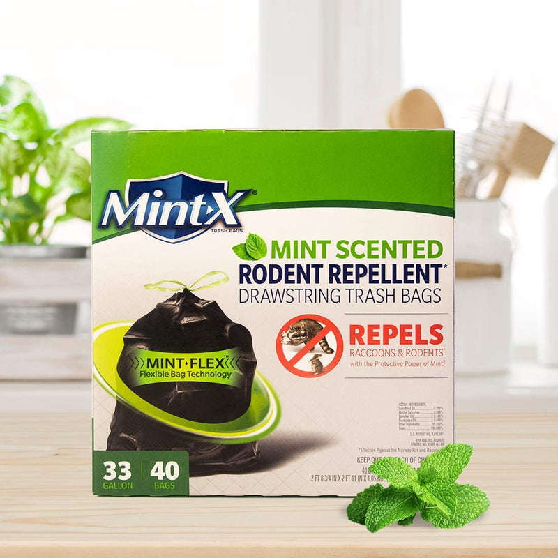 Mint-X® MintFlex® Rodent Repellent Trash Bags, 33 Gallon, 40 Count
