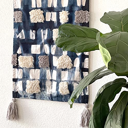 Crane Baby Nautical Nursery Décor, Dyed Cotton Wall Hanging for Boys and Girls, Ocean Blue, 18" x 21"