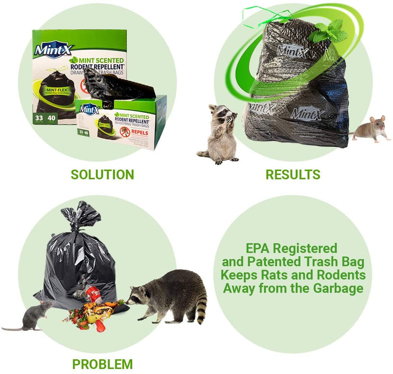 Mint-X® MintFlex® Rodent Repellent Trash Bags, 33 Gallon, 40 Count