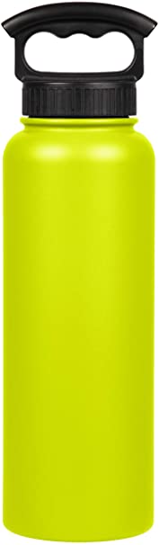 FIFTY/FIFTY Fifty/Fifty 40oz Sport Double Wall Vacuum Insulated Water Bottle Stainless Steel 3 Finger Outdoor recreation product, Lime Green