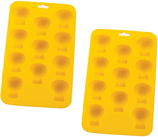 HIC Harold Import Co. Ice Cube Tray and Baking Mold, Non-Stick Silicone, FDA Approved, Makes 12 Shells, 2, Yellow