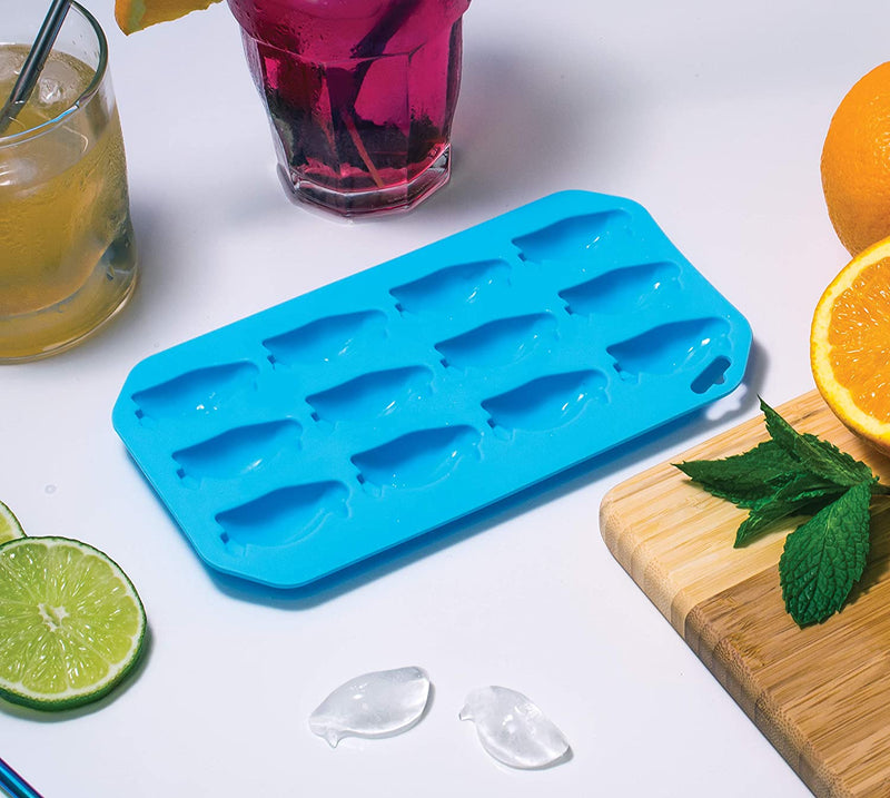 HIC Harold Import Co. Ice Cube Tray and Baking Mold, Non-Stick Silicone, FDA Approved, Makes 12 Penguins, 2, Blue