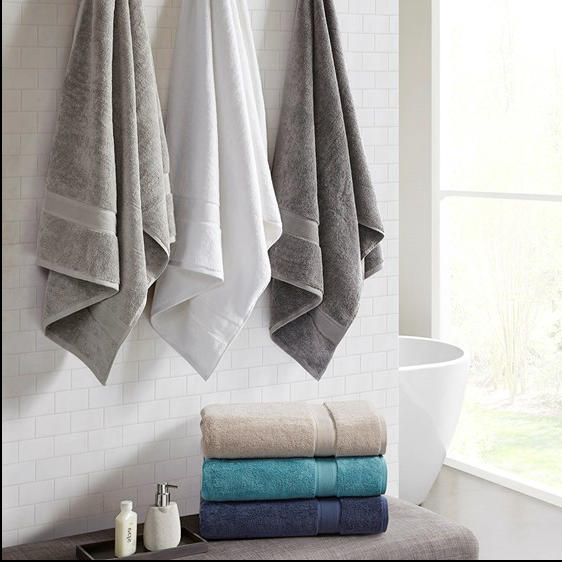 Home Outfitters Grey 100% Cotton Bath Sheet , Absorbent, Bathroom Spa Towel, Transitional