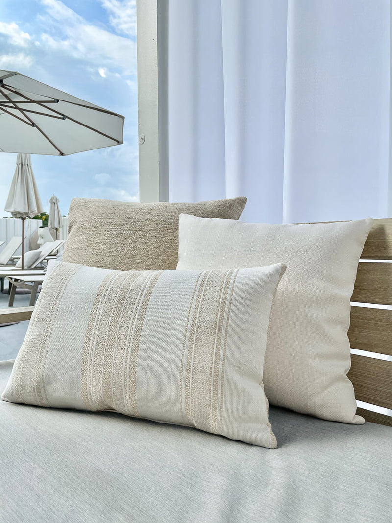 Beach Club Stripe 20x20 Light Beige Outdoor Pillow