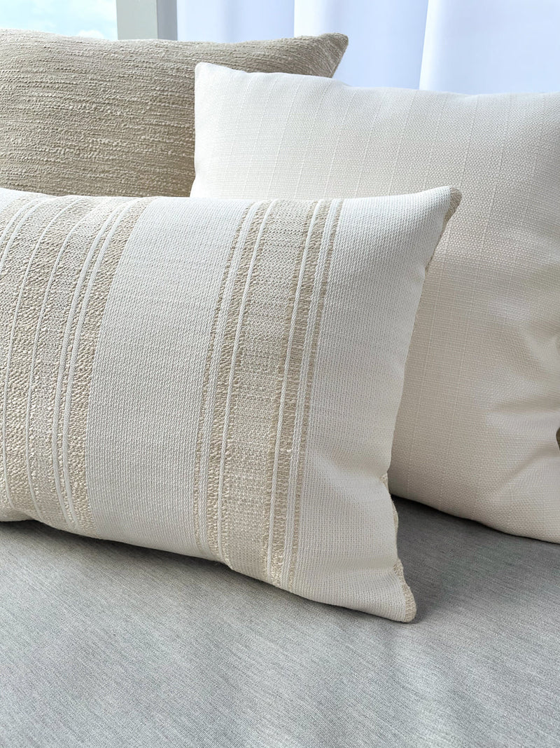 Beach Club Stripe 20x20 Light Beige Outdoor Pillow