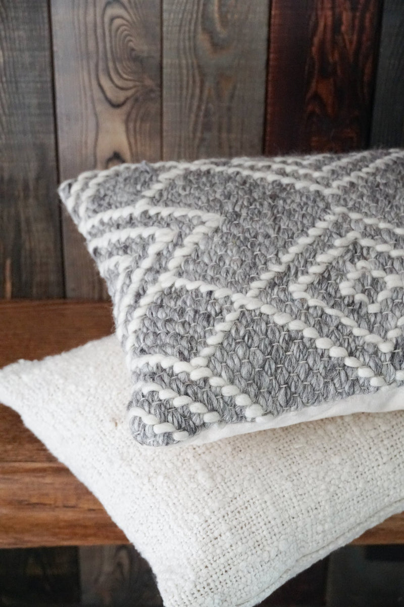 Handwoven Grey Diamond Pillow 20x20