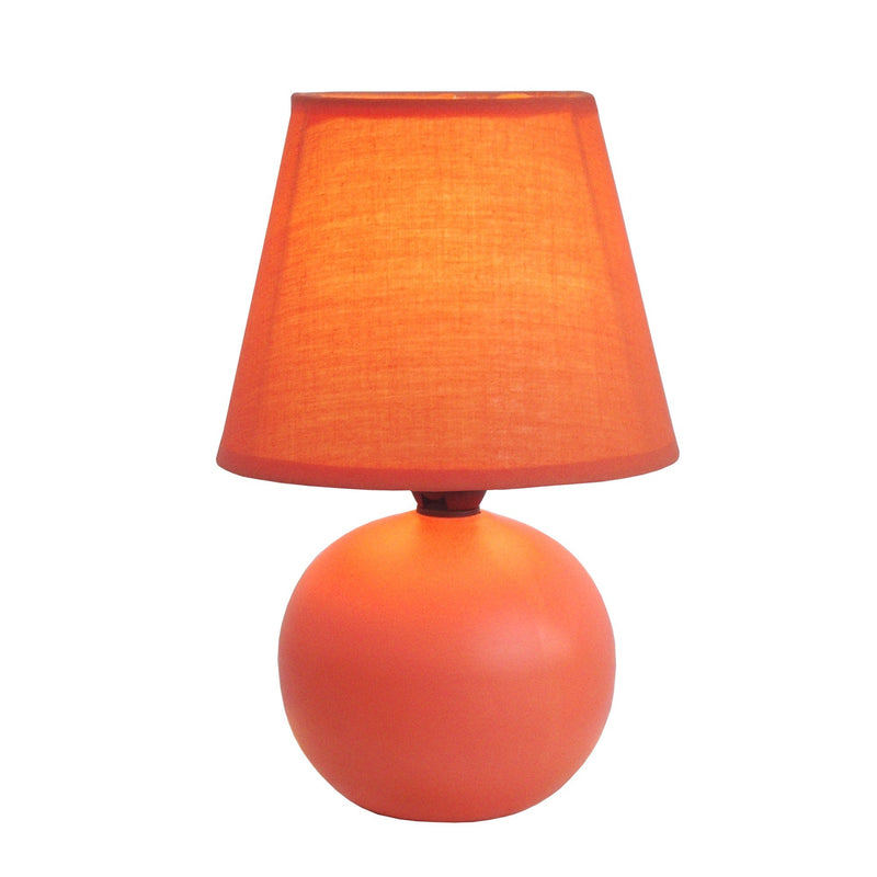 Simple Designs  Mini Ceramic Globe Table Lamp, Orange