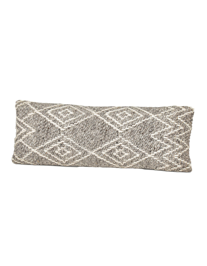 Handwoven Grey Diamond Pillow 14x40
