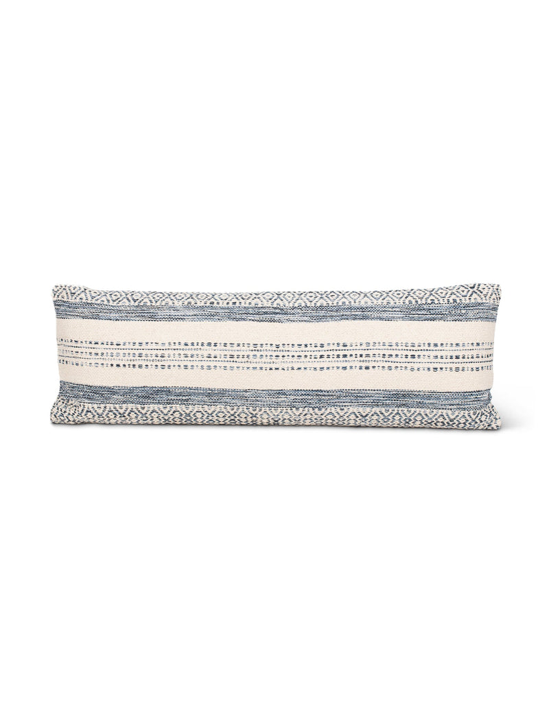 Handwoven Indigo Striped Pillow 14x40
