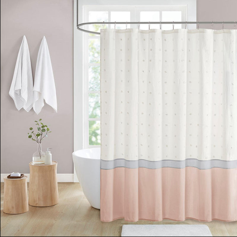 Home Outfitters Blush 100% Cotton Shower Curtain 72"W x 72"L, Shower Curtain for Bathrooms, Shabby Chic