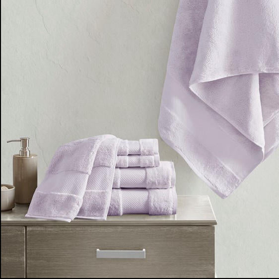 Home Outfitters Lavender 100% Cotton 6 Piece Bath Towel Set , Absorbent, Bathroom Spa Towel, Transitional