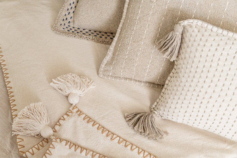 Hand Quilted Border Cotton Pillow