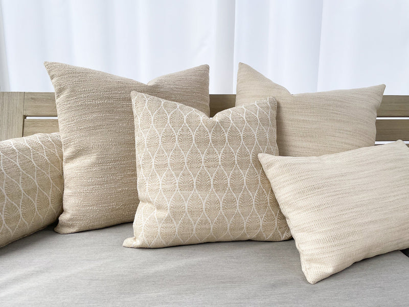 Summer Flora Light Beige Outdoor Pillow