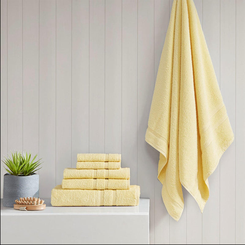 Home Outfitters Yellow 100% Turkish Cotton 6pcs Bath Towel Set , Absorbent, Bathroom Spa Towel, Casual