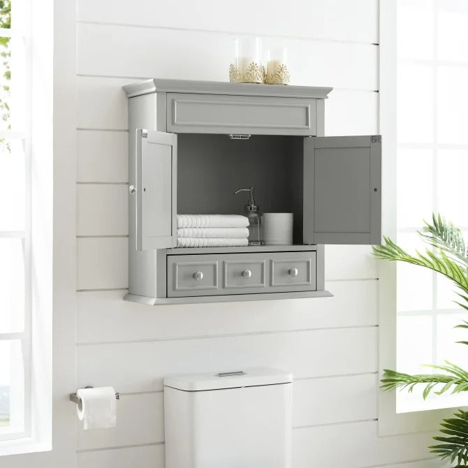 Crosley Furniture Tara Lydia Bathroom Wall Cabinet, Gray