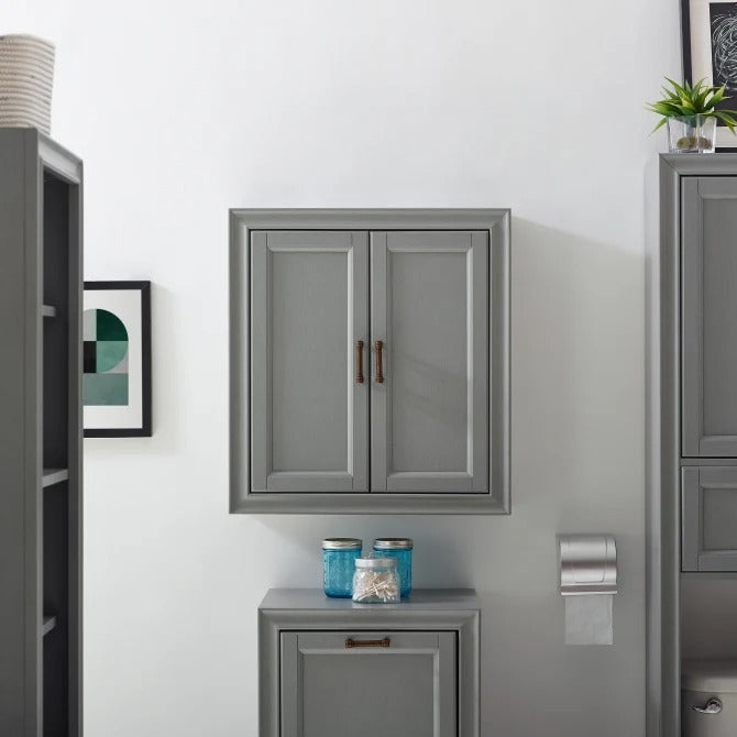 Crosley Furniture Tara Bathroom Wall Cabinet, Vintage Gray