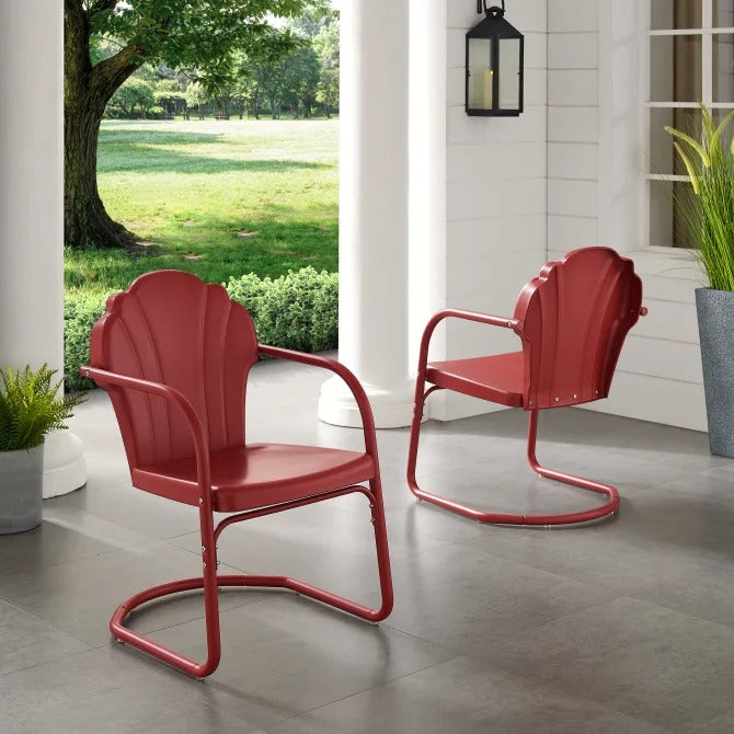 Crosley Tulip 2 Piece Chair Set Dark Red Satin