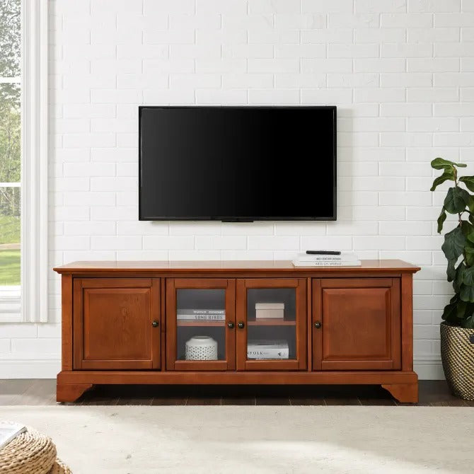 Crosley Furniture LaFayette 60-inch Low-Profile TV Stand, Classic Cherry