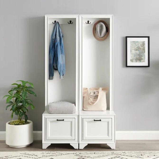 Crosley Furniture Tara 2PC Entryway Set in Distressed White Color
