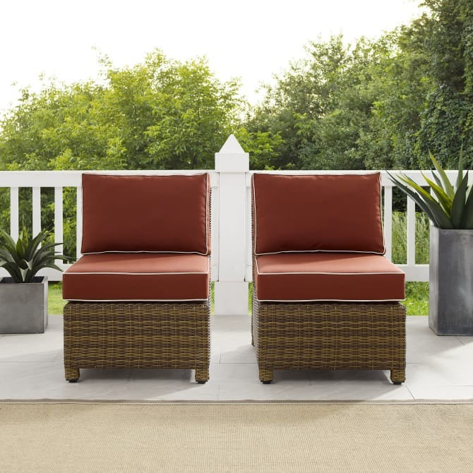 Crosley Furniture - Bradenton Outdoor Wicker Chair Set Sangria- Weathered Brown