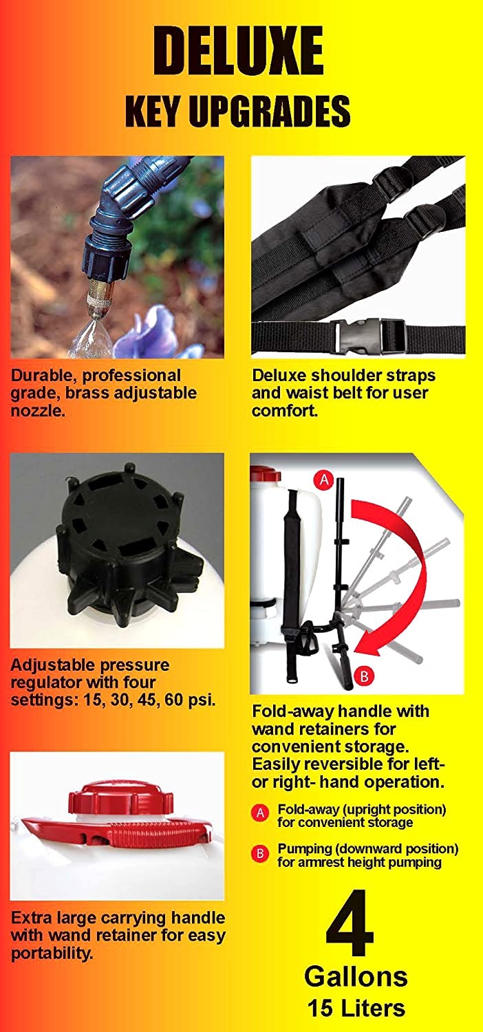 Solo 425-Deluxe 4-Gallon Professional Piston Backpack Sprayer with Deluxe Padded Straps