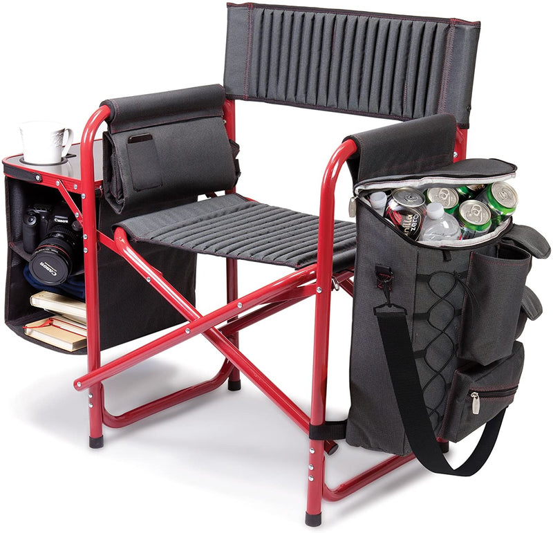 Fusion Backpack Chair with Cooler, (Dark Gray with Red Accents)