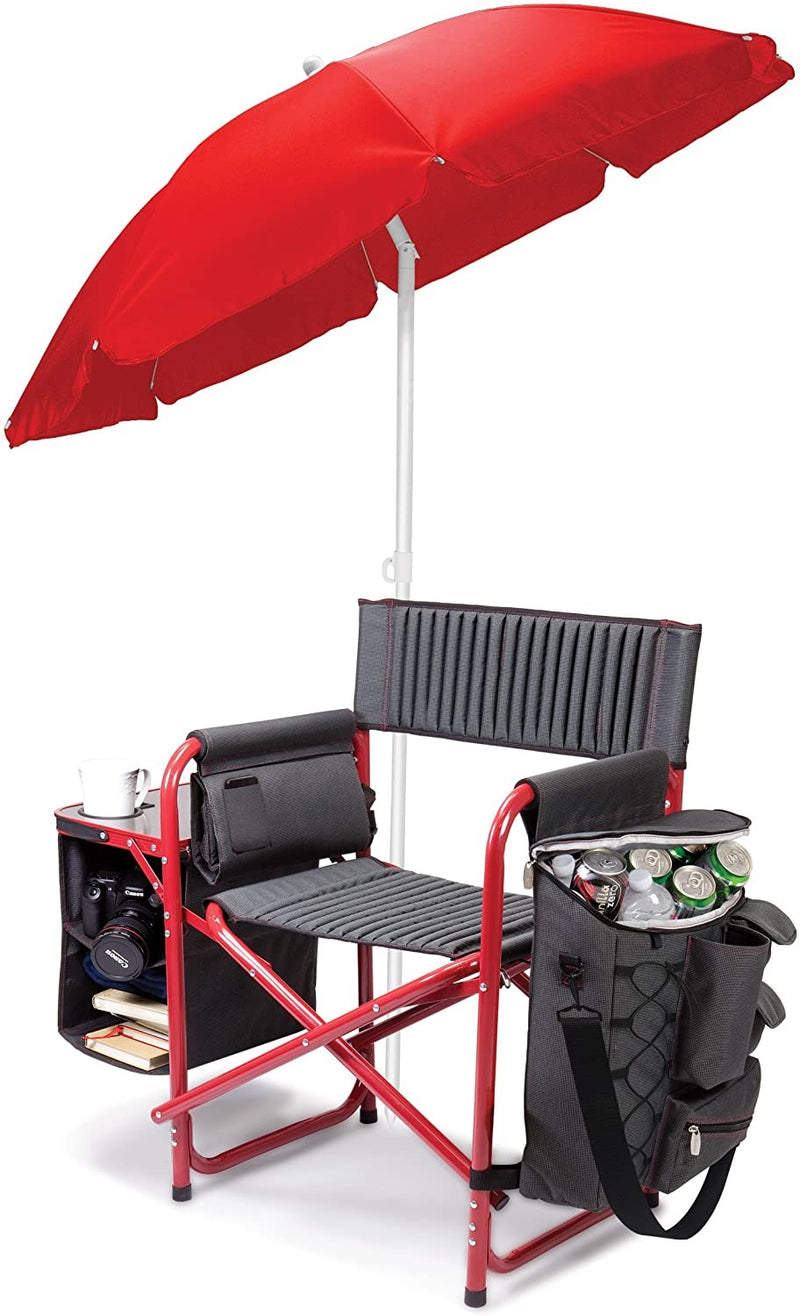Fusion Backpack Chair with Cooler, (Dark Gray with Red Accents)