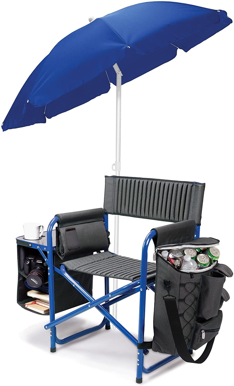 ONIVA - a Picnic Time Brand Fusion Original Design Outdoor Folding Chair, Gray with Blue Frame, 33 x 7 x 21
